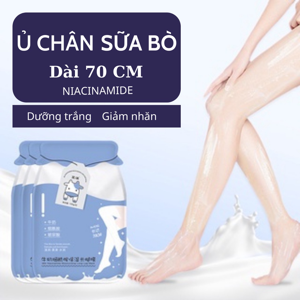 Mặt Nạ Ủ Chân 70CM SỮA BÒ NIACINAMIDE Trắng Da Giảm Thâm Giảm Nhăn Mịn Màng nội địa Trung