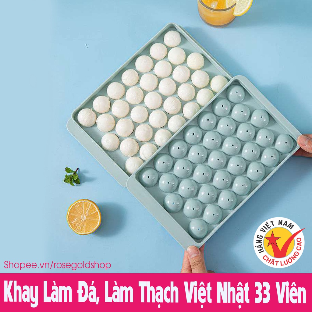 Khay Đá Viên, Thạch Bi Tròn Làm Hoa Quả Trái Cây, Khuôn Rau Câu, Khay 33 Viên Việt Nhật