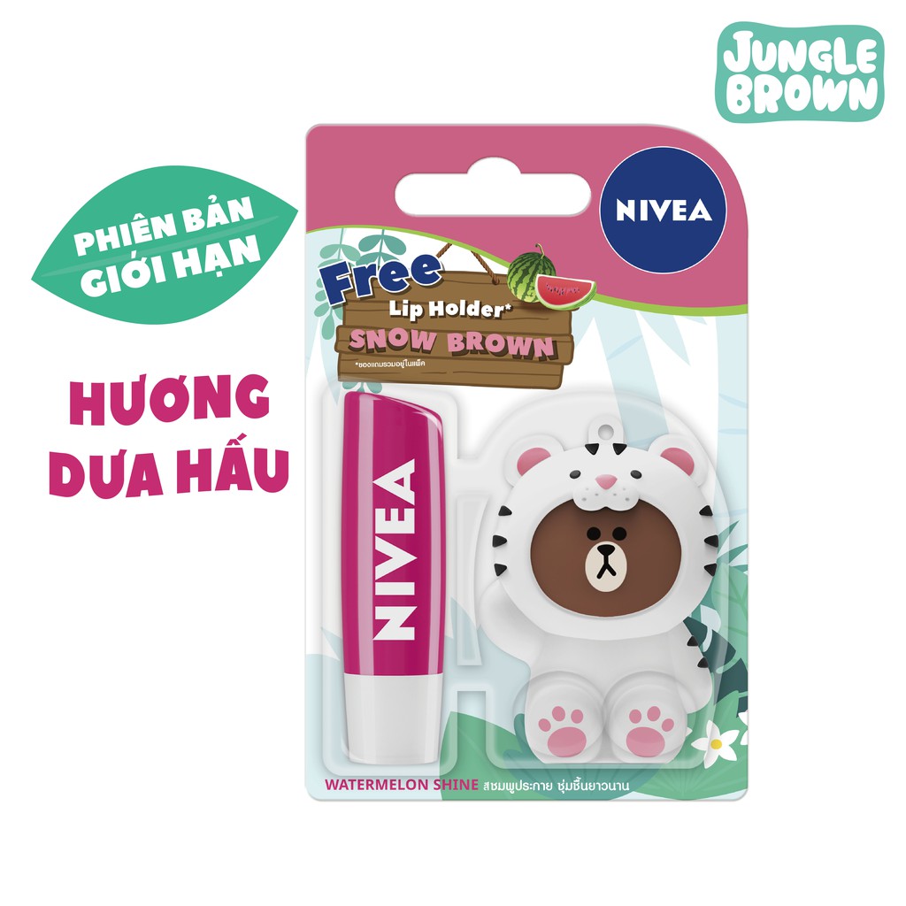 Son dưỡng ẩm Nivea hương dưa hấu 85236 (4.8g) + Tặng ốp son Sư Tử (Phiên bản LINE giới hạn) | BigBuy360 - bigbuy360.vn