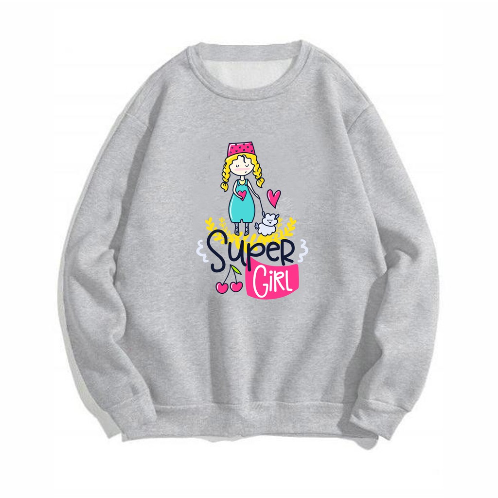 Áo Sweater nữ in hình Super Girl dễ thương, kiểu hoodie chui đầu William - DS101 | BigBuy360 - bigbuy360.vn