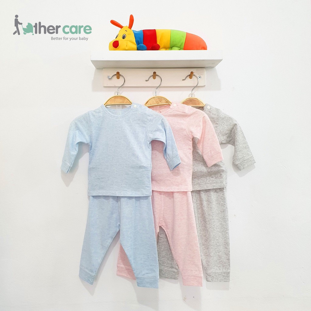 Bộ Quần áo trẻ em FatherCare Cài vai Dài tay Sợi tre - Hình hoa FC256