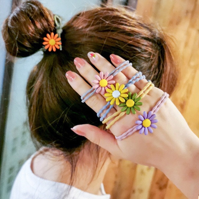 [Gía sỉ]Dây thun cột tóc buộc tóc nữ hoa cúc nhiều màu đẹp dễ thương BT01