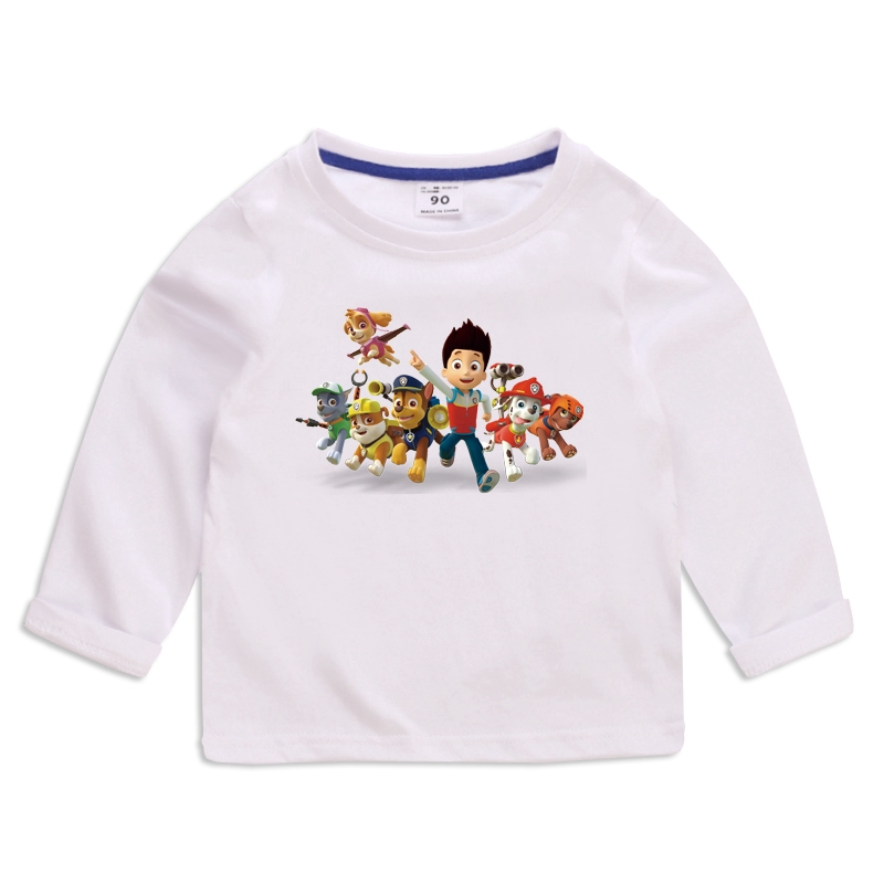 Áo Thun Cotton Tay Dài In Hoạt Hình Paw Patrol 6 Màu Lựa Chọn Cho Bé