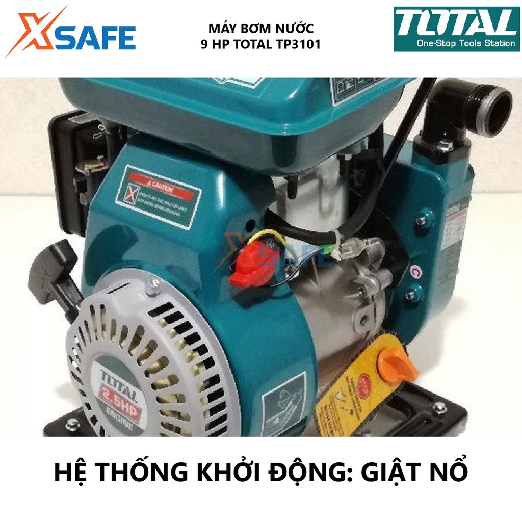 Máy bơm nước chạy xăng TOTAL TP3101 máy bơm dùng xăng Công suất bơm 9.0HP, Độ hút sâu tối đa 6m