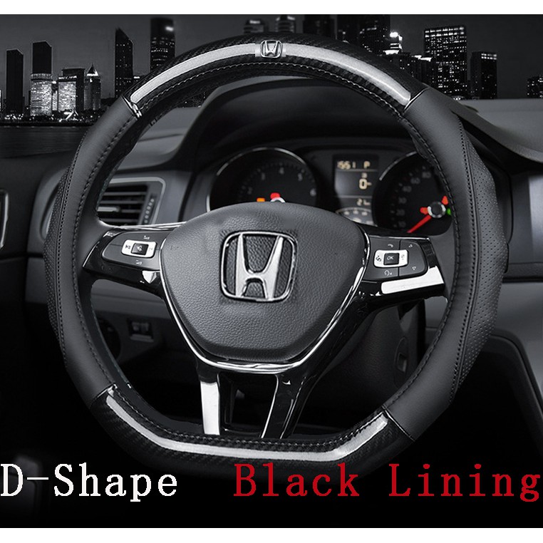 Vỏ Bọc Vô Lăng Xe Hơi honda city accord brv civic city fit jazz cr-v hr-v 38cm Bằng Chất Liệu Da Sợi Các Bon