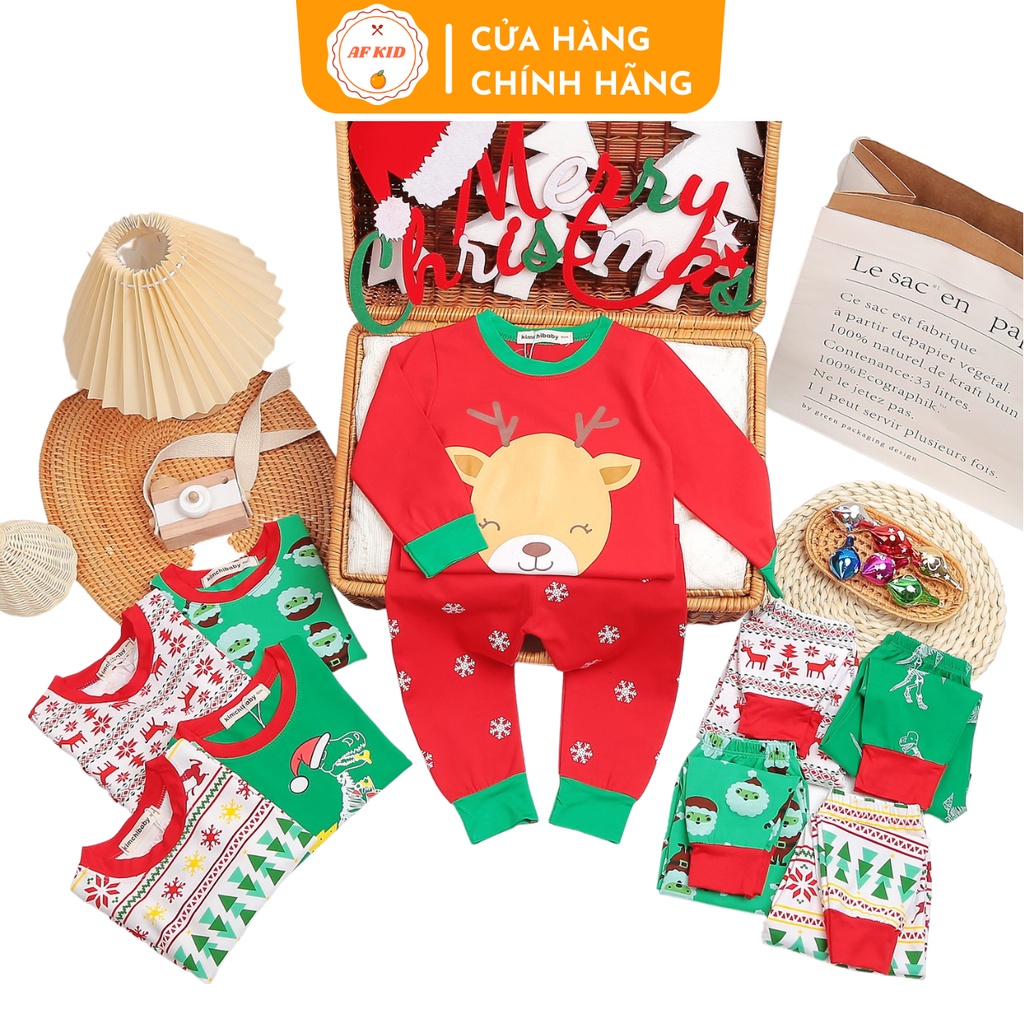 Bộ quần áo dài tay Noel AF KID chất cotton cao cấp siêu co giãn thấm hút mồ hôi tốt cho bé vui chơi Giáng sinh 2023