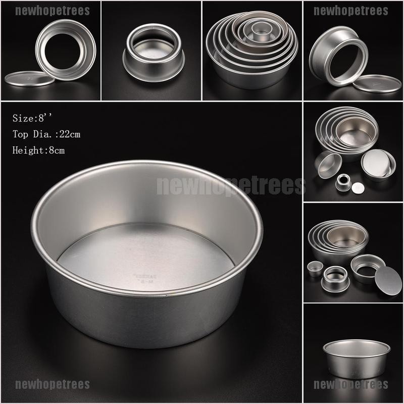 Khuôn Làm Bánh Hình Tròn Bằng Hợp Kim Nhôm 8 Kích Cỡ Có Thể Tháo Rời