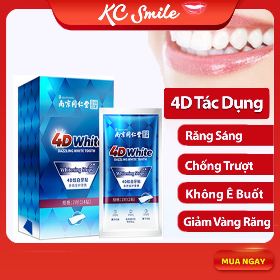 Fullbox 7 gói miếng dán trắng răng 4D White Teeth Whitening Strips bản Trung - Làm trắng răng hiệu quả trong 7 ngày