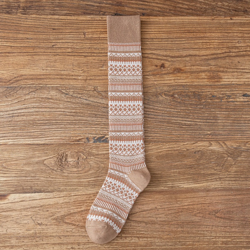 Đôi Vớ Cotton Dài Qua Gối Họa Tiết Hình Học Kẻ Sọc Màu Sắc Tương Phản Thời Trang Harajuku Cho Nữ