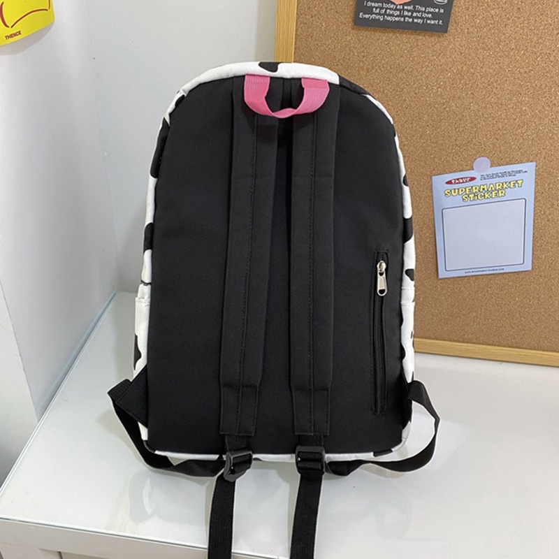 Balo IELGY vải canvas in họa tiết bò sữa độc đáo thời trang cho nữ