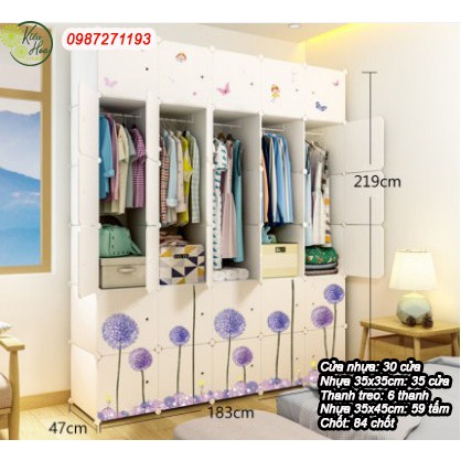 TỦ QUẦN ÁO NHỰA LẮP GHÉP ĐA NĂNG 30 Ô SÂU 47CM (nhiều màu sắc, hình dáng, chọn theo phân loại) (Kiều Hoa Store)