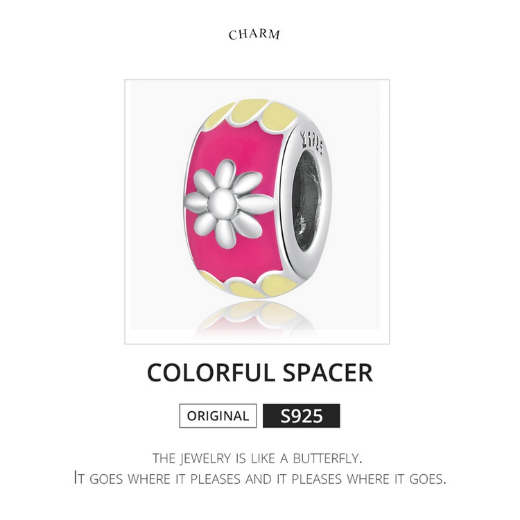 Hạt xỏ lỗ BAMOER SCC2120 chất liệu 925 bạc nhiều màu sắc làm trang sức thủ công