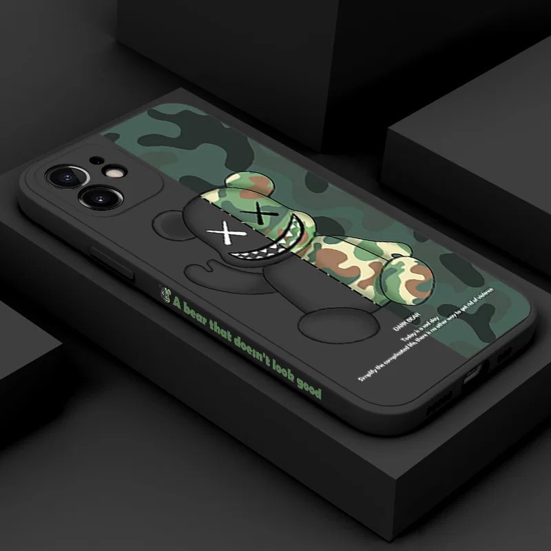 Ốp Điện Thoại Họa Tiết Gấu Cho iphone 6 6s 7 8 plus x xs xr xsmax 11 11pro 11promax 12 12pro 12promax 13 13pro 13promax 12mini 13mini silicone phone case