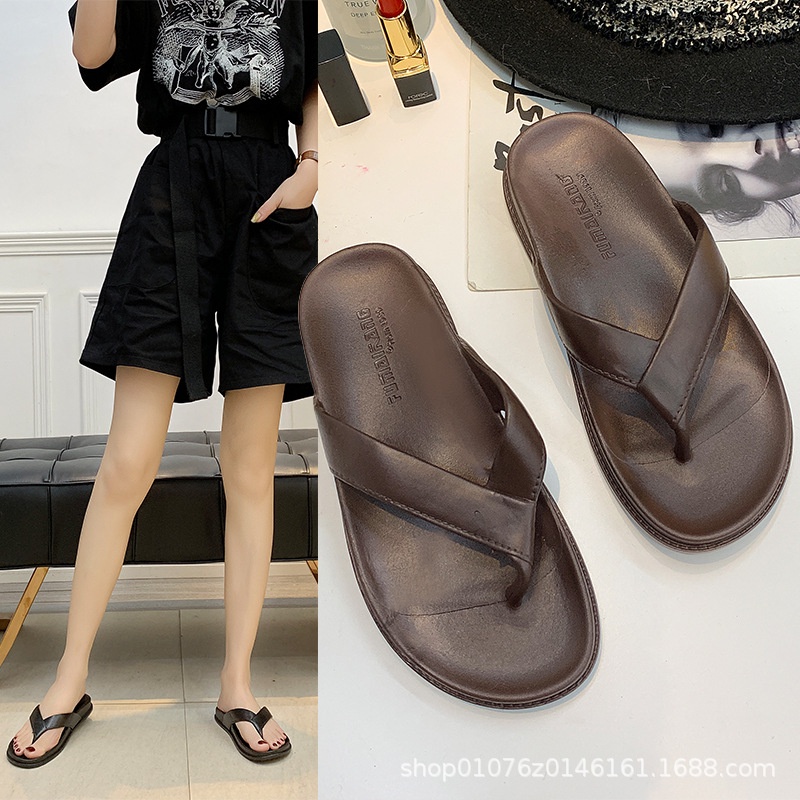 Dép Kẹp Xỏ Ngón Nam Nữ Chất Liệu Da Cao Cấp Đế Bằng Bệt Đi Chơi Làm Học Sang Trọng Siêu Hot