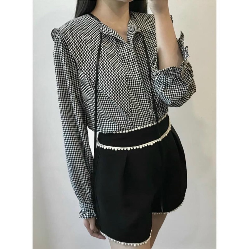 Áo sơ mi lụa ziczac còn Đỏ
