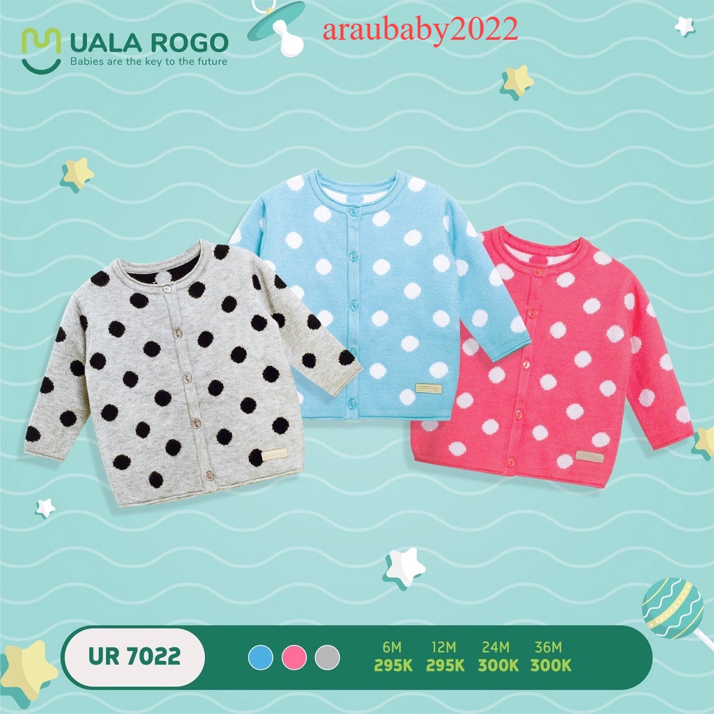 Áo khoác len trẻ em áo khác len cho bé gái chấm bi 10-14kg Ualarogo mã UR7022 mềm mịn dày dặn