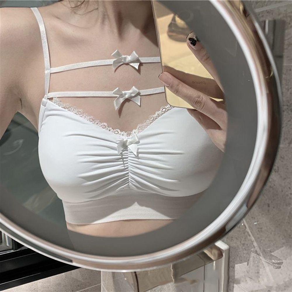 OCEANMAP Áo Lót Thể Thao Hai Dây Co Giãn Có Mút Nâng Ngực Màu Sắc Tinh Khiết Dành Cho Nữ