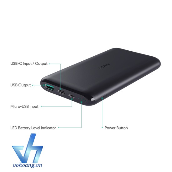 Pin sạc dự phòng Aukey PB-XN10 10.000mAh, Công Nghệ & Type C 15W