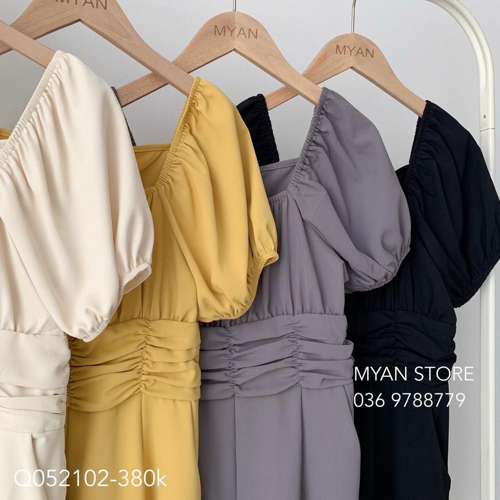 Jum cổ vuông nhún eo Q052102