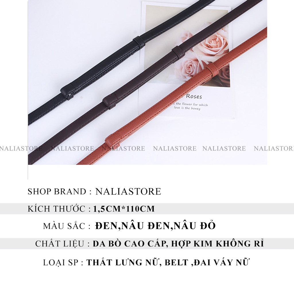 Thắt lưng nữ nhỏ 1,5cm khoá kim loại tiện dụng Naliastore mã TLNA2