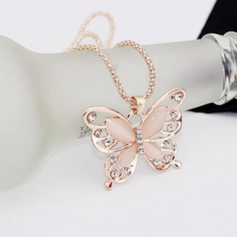 LADY ROSE vòng cổ Mặt Bướm Đính Đá Opal Cho Nữ