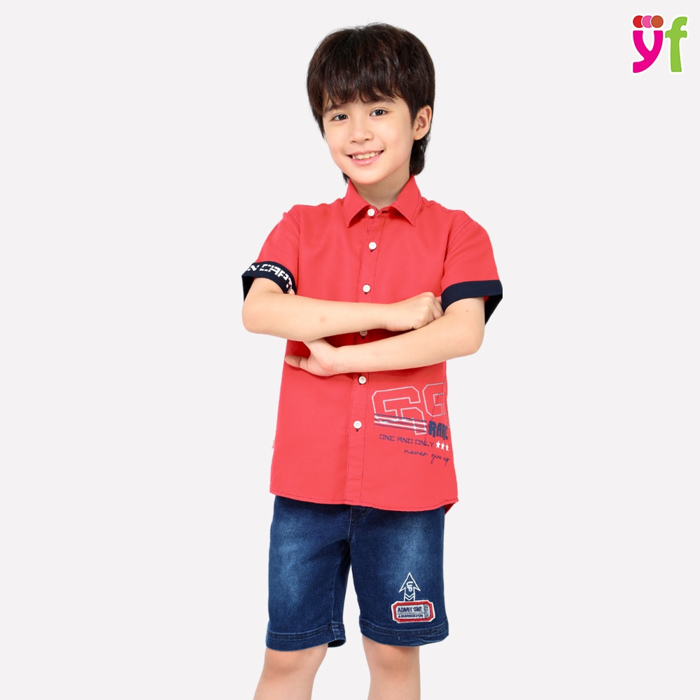 Áo sơ mi bé trai TT POUNK DOG màu đỏ YF YAY036-2