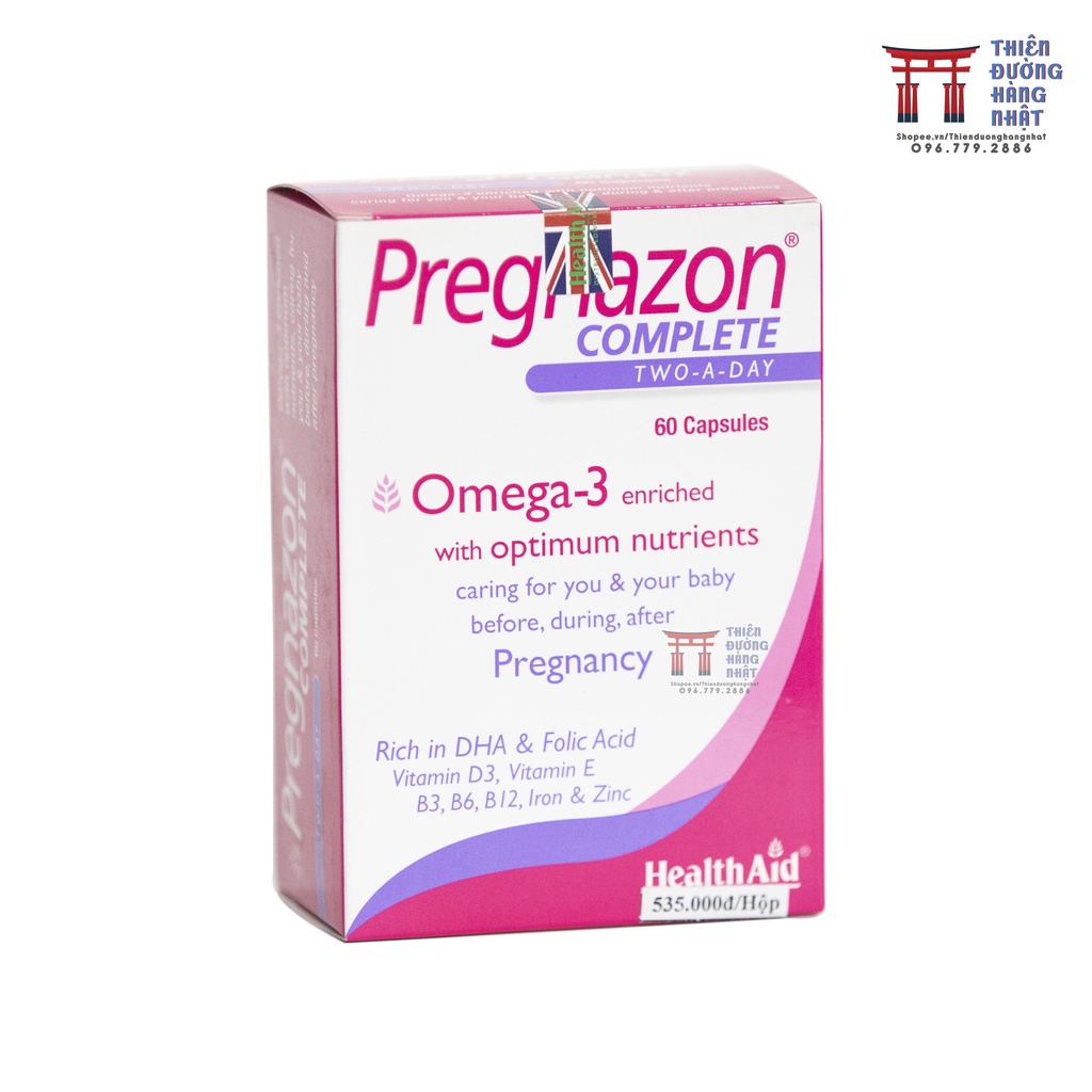 Viên uống HealthAid Pregnazon Complete Omega 3 - Bổ Sung Vitamin &amp; Khoáng Chất, Tăng Cường Omega 3 Cho Bà Bầu