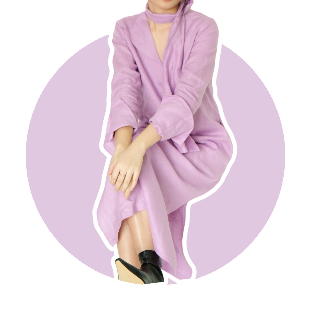 Đầm linen 100% mặc như áo dài cách tân | HOPE DRES | CHAMULINEN