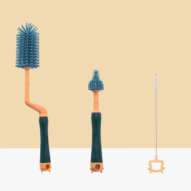 Cọ bình sữa silicon cho bé loại cao cấp 3 chi tiết xoay 360 độ