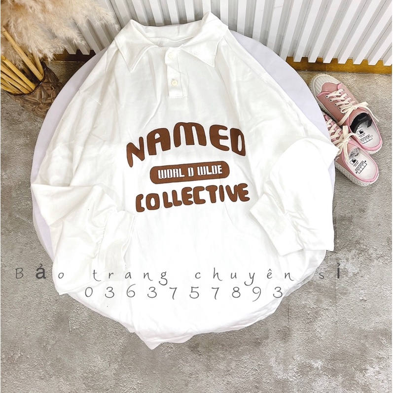 Áo Nỉ Polo NAMED Chất Nỉ Ngoại Dày Dặn Unisex Nam Nữ Form Rộng Chất Đẹp- Áo Nỉ Cổ Bẻ Ulzzang Phong Cách Trẻ Trung