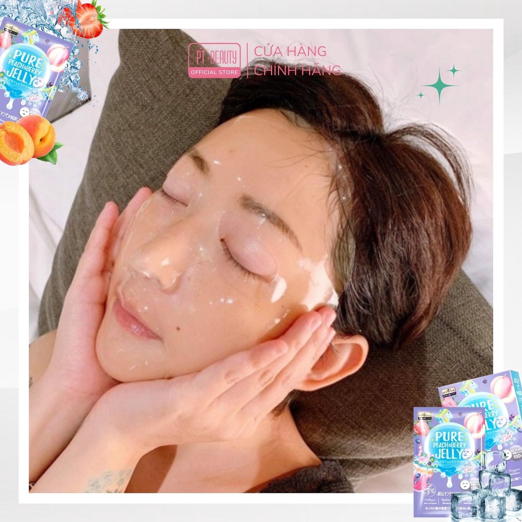 Mặt nạ thạch jelly đào SEXYLOOK Pure Peach & Berry Jelly Mask dưỡng trắng da hộp 3 miếng x 38ml