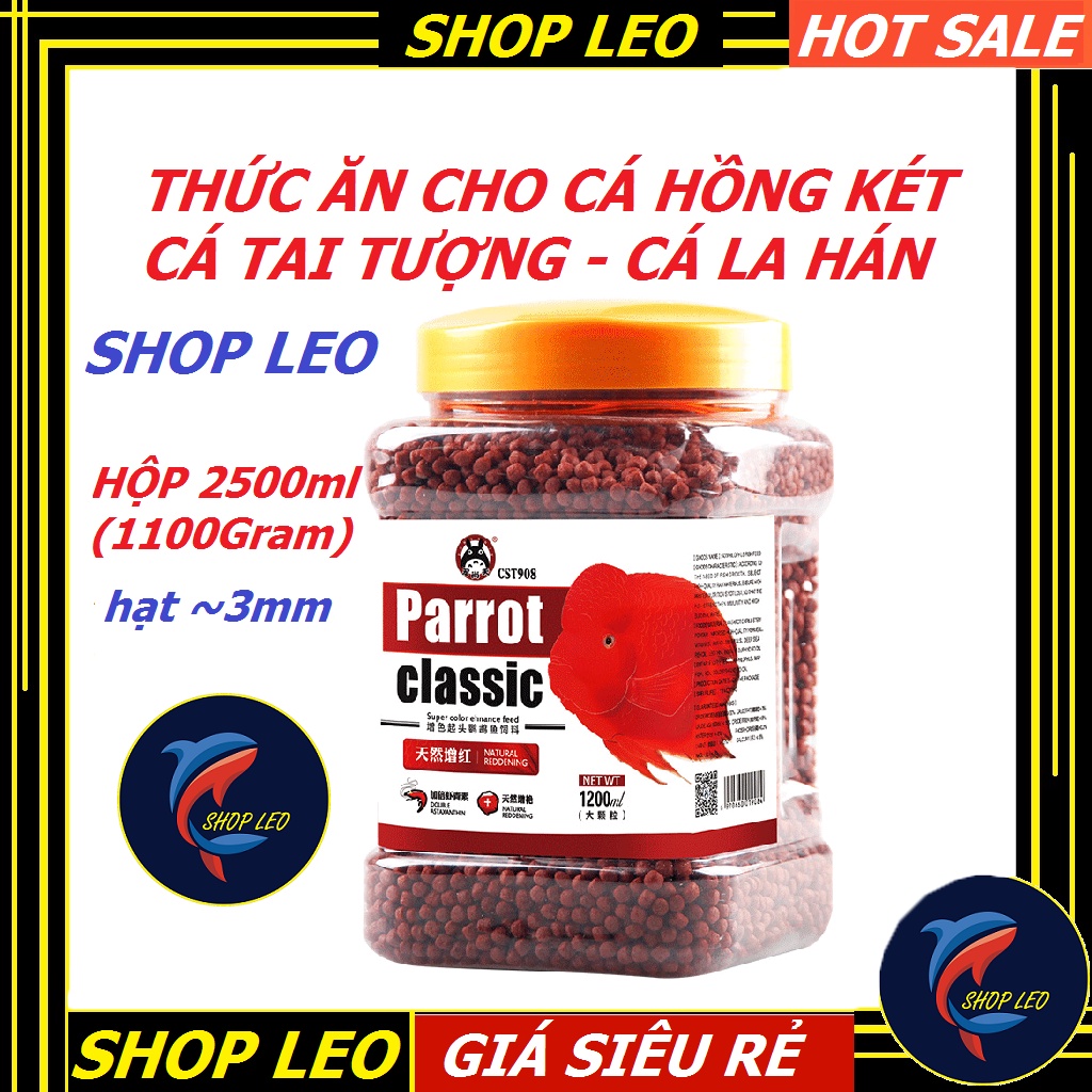 Thức ăn cho cá hồng két JONSANTY ( Hộp 2500ml) - chuyên dụng cho cá La Hán -  cá tai tượng - Phụ kiện cá cảnh -shopleo