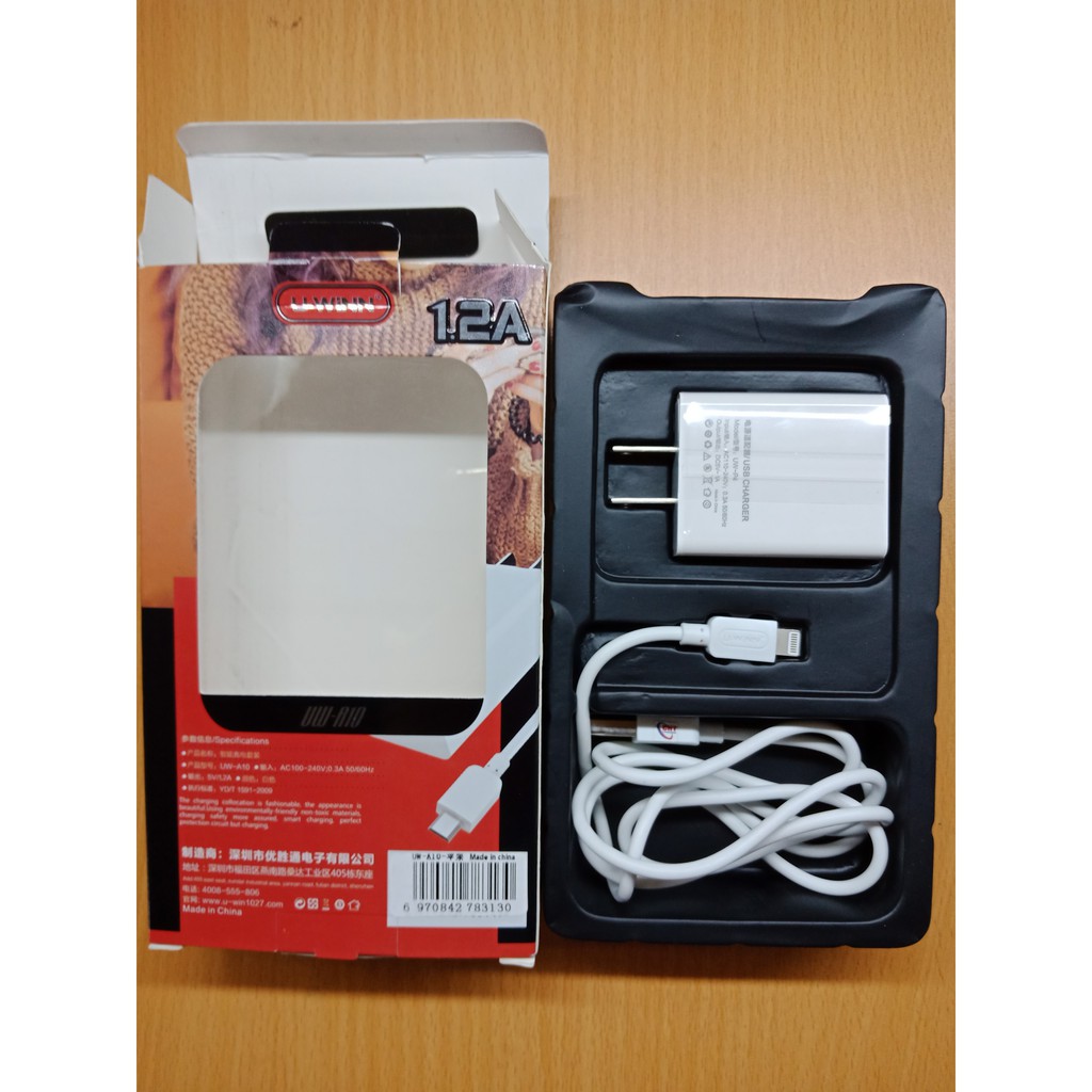 Bộ Củ Cáp Sạc Zin U-WINN UW-A10 (5V_1.2A)_HMB21-22 [18x10x5]