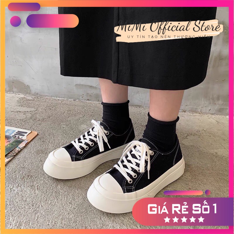 Giày thể thao nữ vải dáng basic, Giầy bánh mì kiểu vintage, Giày Sneakers Nữ vải Basic Cổ Thấp