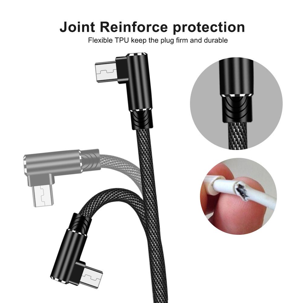 Dây cáp sạc nhanh cổng USB Type C hình chữ L dài 1M 2M 3M 2.4A chất lượng cao