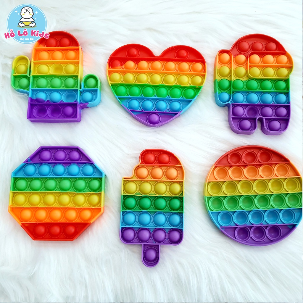 Pop it đồ chơi bấm bong bóng màu sắc cầu vồng giảm căng thẳng Hồ Lô Kids