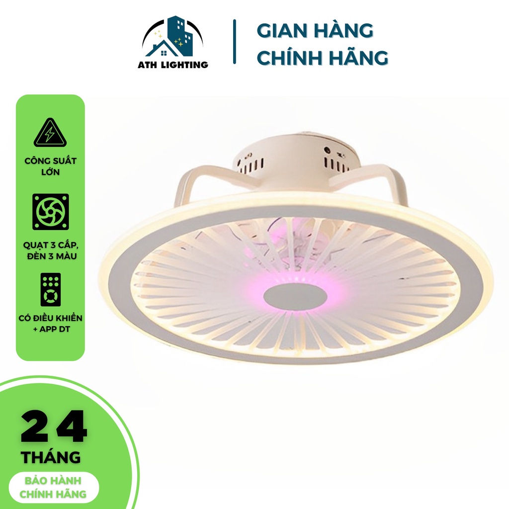 Quạt Trần Đèn Led Phòng Khách ATH LIGHTING 3 Cấp Độ Gió, 3 Chế Độ Sáng Điều Chỉnh Từ Xa và app điện thoại