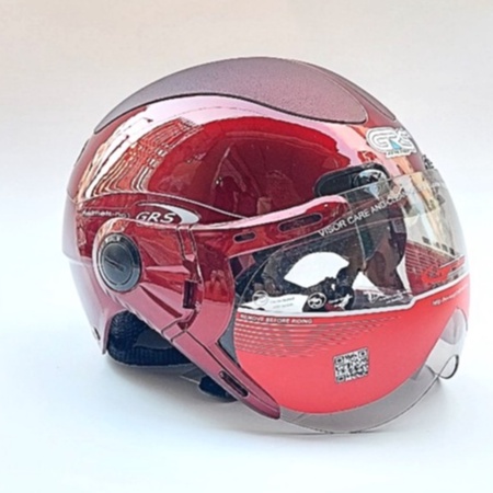 Mũ bảo hiểm nửa đầu có kính - GRS A102K - Trắng line xanh bảo hành 12 tháng