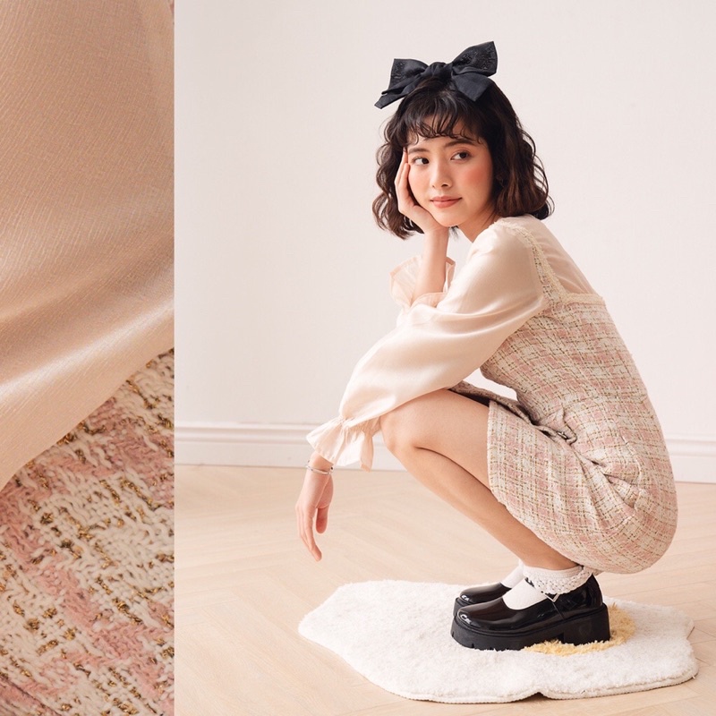 Thanh lý váy dạ tweed phối organza bleubird size XS