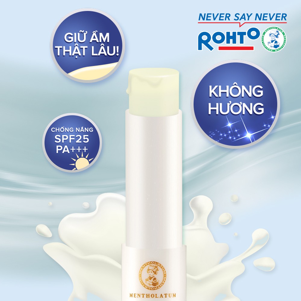 [HB GIFT] Son tan chảy dưỡng môi chống nắng Mentholatum Melty Cream Lip SPF25, PA+++ Fragrance Free 2.4g (không hương)