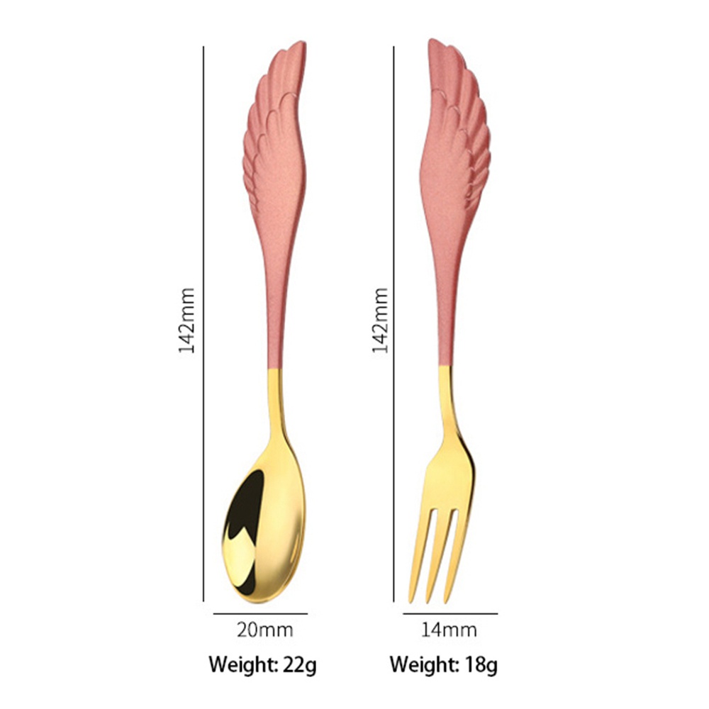 Bộ muỗng nĩa hình cánh thiên thần bằng thép không gỉ 304