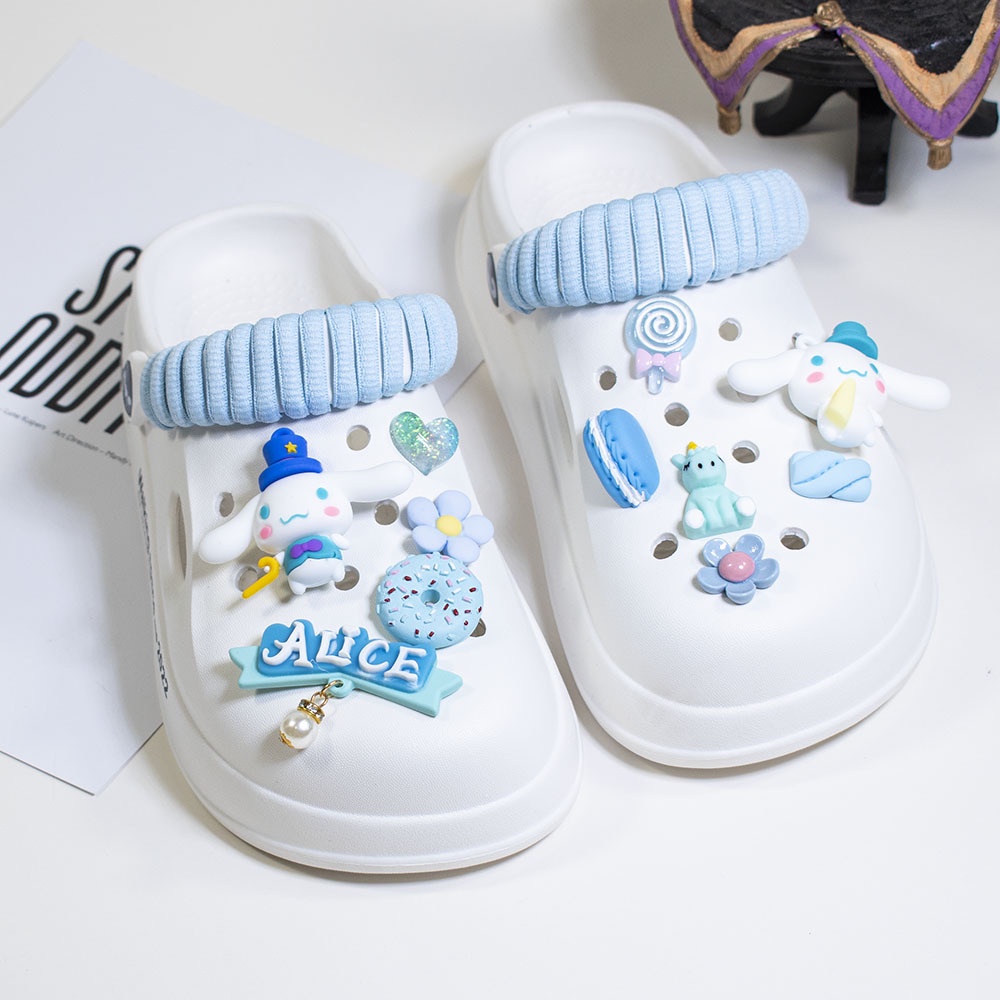 Bộ Phụ Kiện Trang Trí Giày Dép Họa Tiết Hoạt Hình Cinnamoroll Dễ Thương Cho Nữ