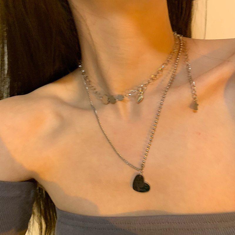 vòng cổ Nhiều Lớp Phối Mặt Chữ Love Phong Cách Hip Hop Hàn Quốc