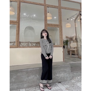 Set len Caro quần suông