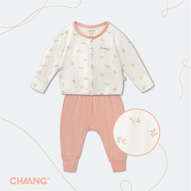 Bộ dài tay cúc giữa hoạ tiết chuột Chaang
