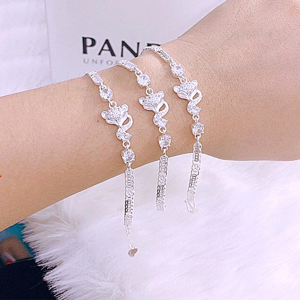Lắc tay bạc nữ, vòng tay hồ ly bạc s925 cao cấp sáng bóng, cam kết không đen - Mã TSJL09