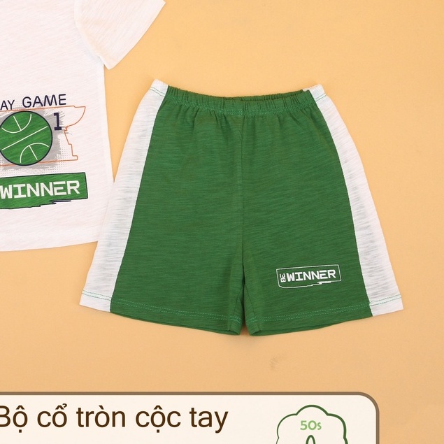 Bộ cộc tay bé trai 2-6 tuổi hãng Dokma, Bộ hè cho bé hình ngộ nghĩnh vải cotton xước co giãn tốt thấm hút mồ hôi tốt