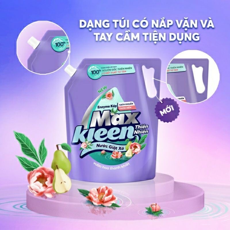 NƯỚC GIẶT MAXKLEEN HƯƠNG VƯỜN HOA TINH KHIẾT TÚI 3.6 L