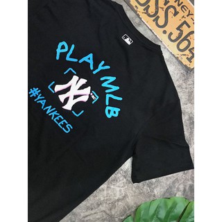 [Ành Thật Kèm Video] Áo Thun Play #Yankees Đen Logo Xanh