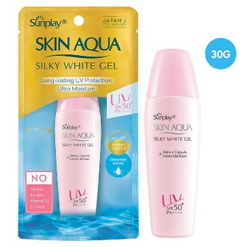 Gel chống nắng dưỡng da trắng mượt Sunplay Skin Aqua Silky White Gel SPF 50+, PA++++ 30g, dành cho mặt và toàn thân